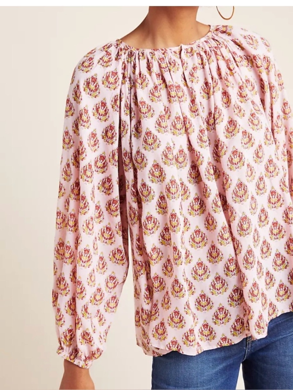 Roller Rabbit Nellie Peasant Long Puff Sleeve Blouse Size M Women's